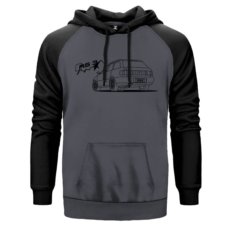 Audi RS2 Mountain's çift renk reglan kol kapşonlu sweatshirt - gri