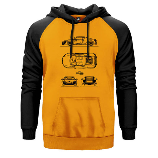 Audi R8 Blueprint Çift Renk Reglan Kol Sweatshirt