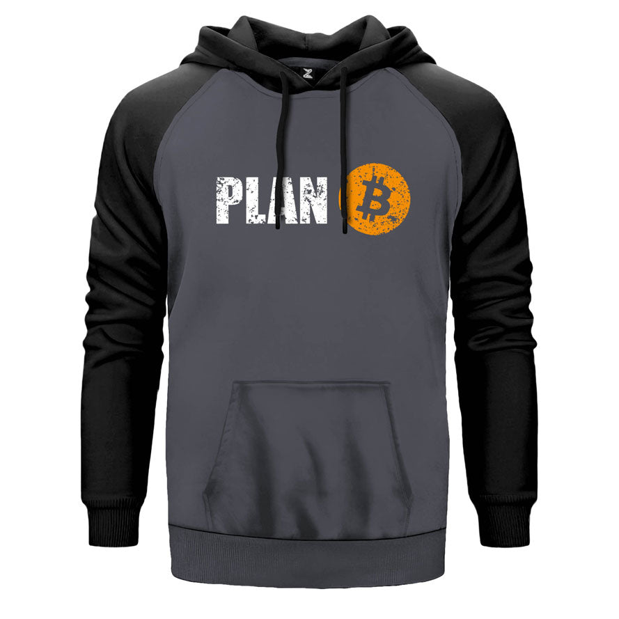 Kripto Para Plan B çift renk reglan kol kapşonlu sweatshirt - gri