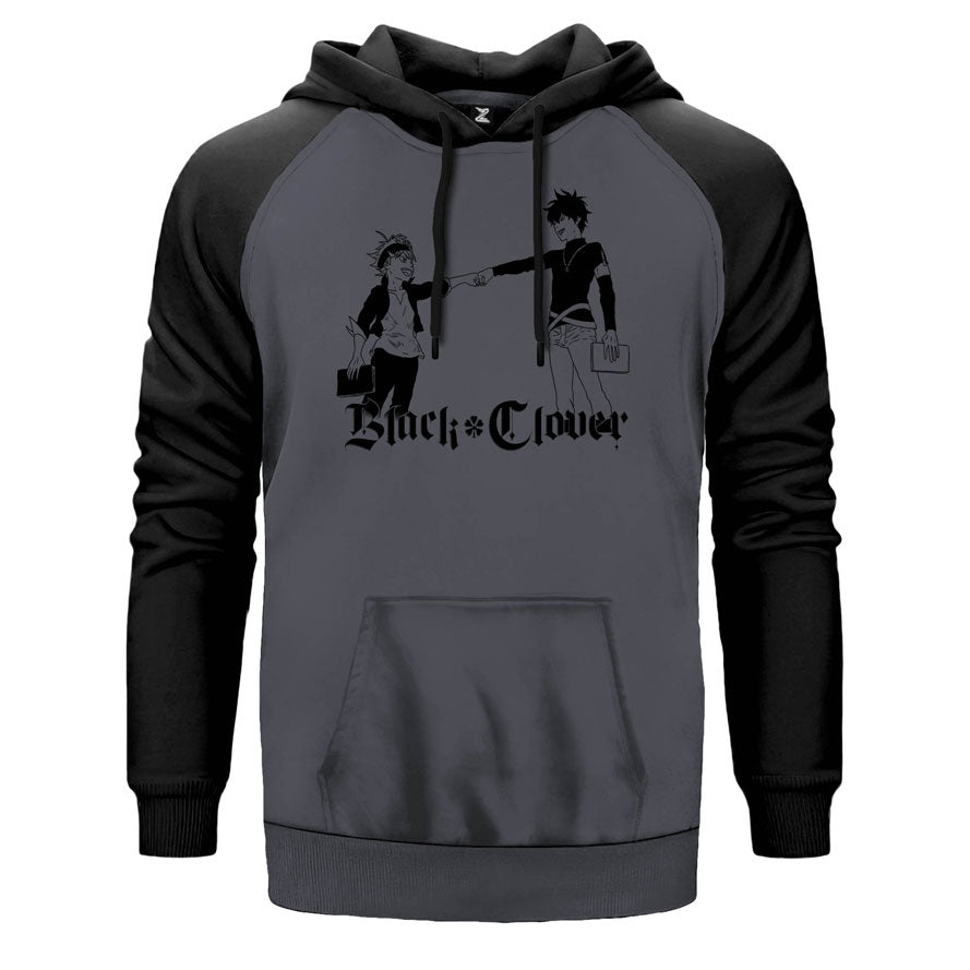 Black Cover Asta And Yuno Çift Renk Reglan Kol Sweatshirt