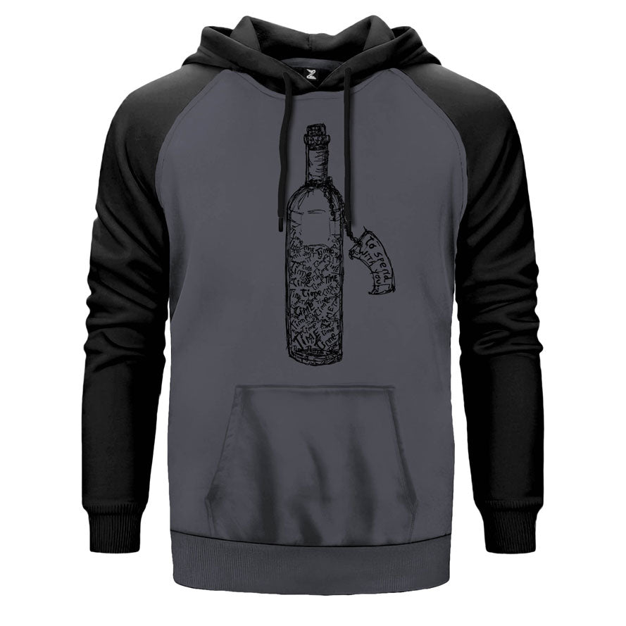 Time çift renk reglan kol kapşonlu sweatshirt - gri
