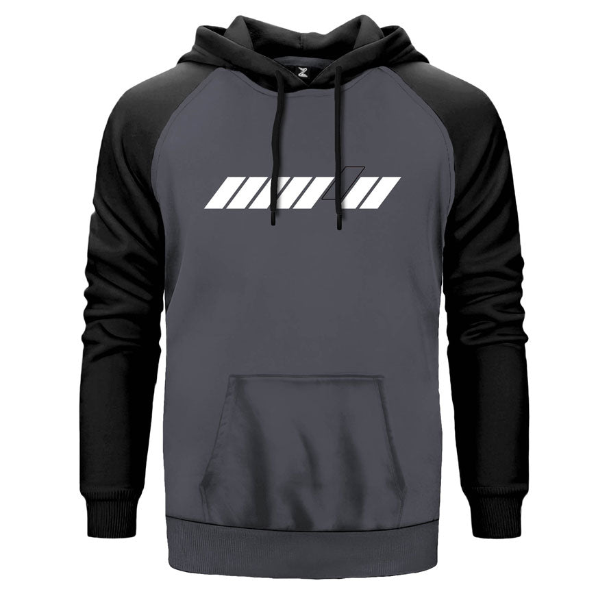 Farklı Ol çift renk reglan kol kapşonlu sweatshirt - gri