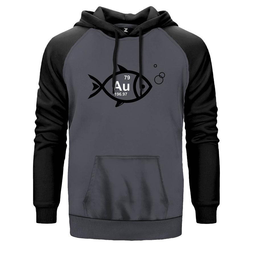 Altın Balık çift renk reglan kol kapşonlu sweatshirt - gri