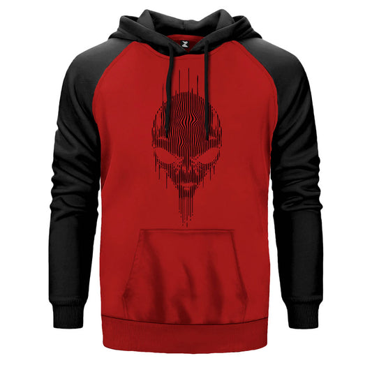Alien Morph çift renk reglan kol kapşonlu sweatshirt - kırmızı