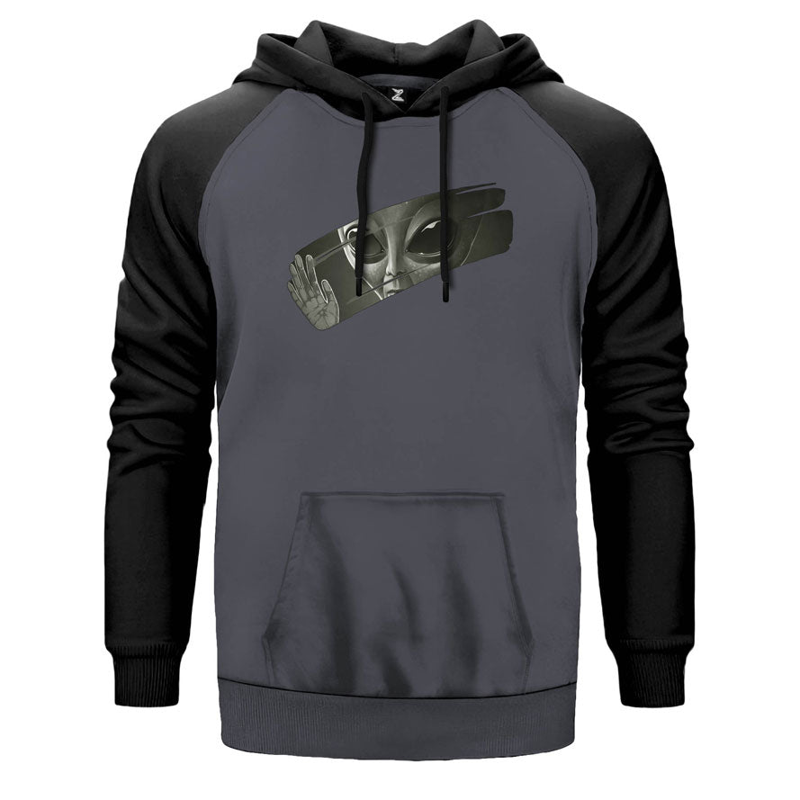 Alien Behind Glass Çift Renk Reglan Kol Sweatshirt