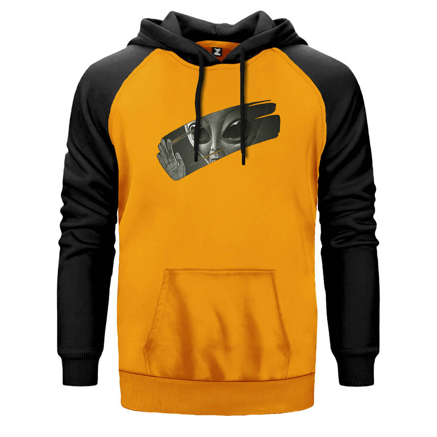 Alien Behind Glass Çift Renk Reglan Kol Sweatshirt