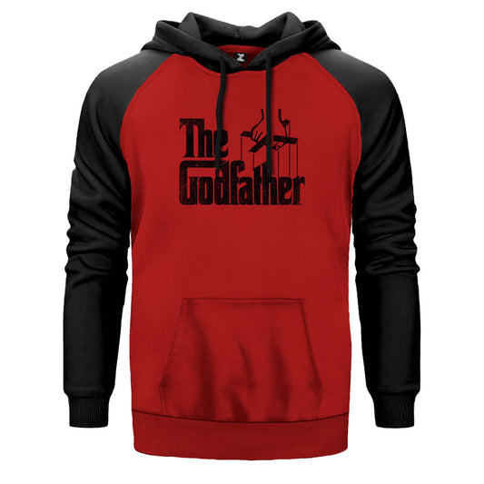 The Godfather Distorted çift renk reglan kol kapşonlu sweatshirt - kırmızı