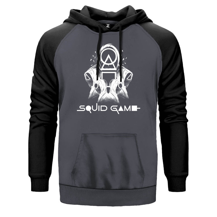 Squid Game Staff Team çift renk reglan kol kapşonlu sweatshirt - gri