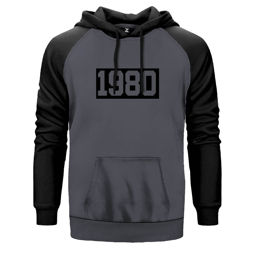 1982 Made çift renk reglan kol kapşonlu sweatshirt - gri