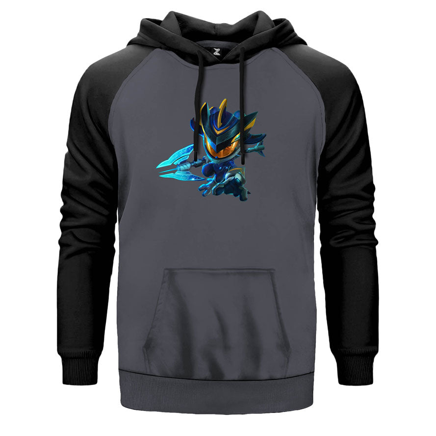 Fizz Super Galaxy çift renk reglan kol kapşonlu sweatshirt - gri
