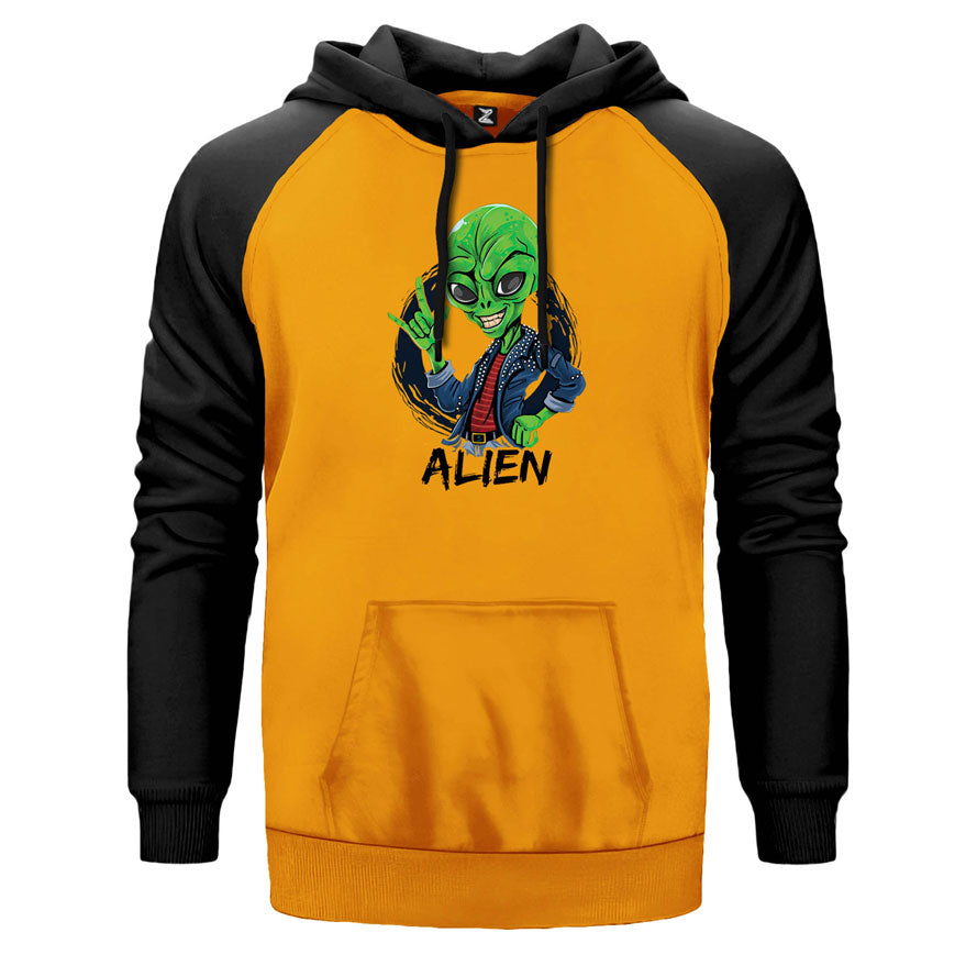 Rock Star Alien Çift Renk Reglan Kol Sweatshirt