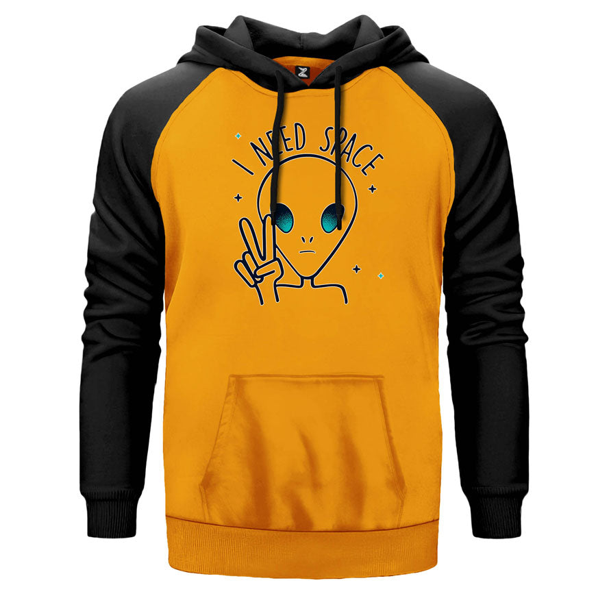 Alien I Need Space Çift Renk Reglan Kol Sweatshirt