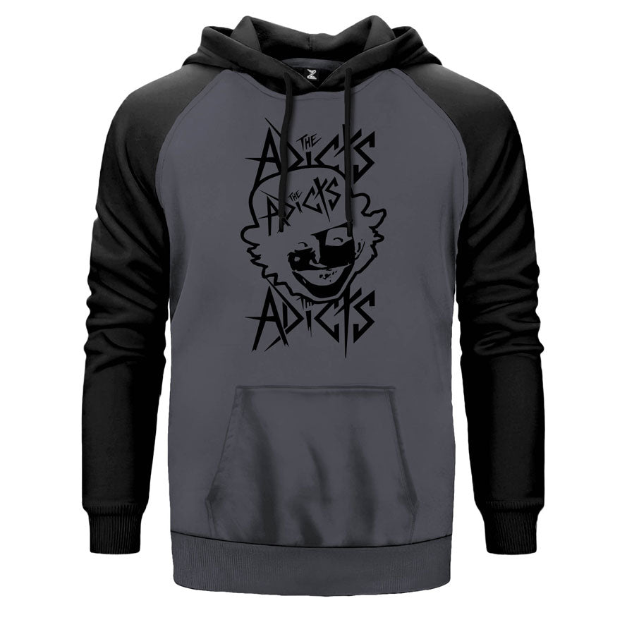 The Addicts çift renk reglan kol kapşonlu sweatshirt - gri