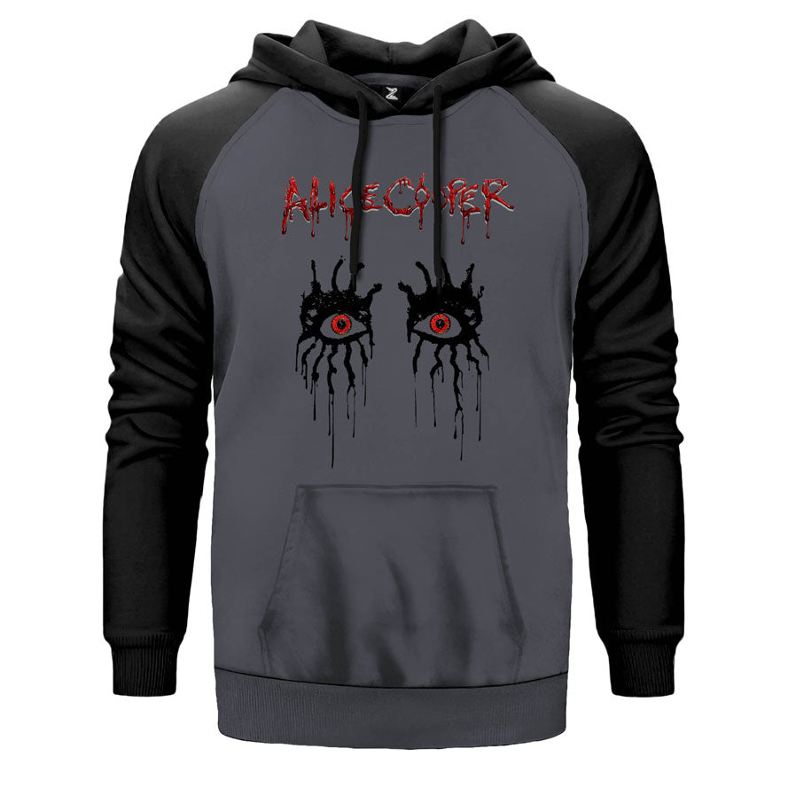 Alice Cooper Eyes çift renk reglan kol kapşonlu sweatshirt - gri
