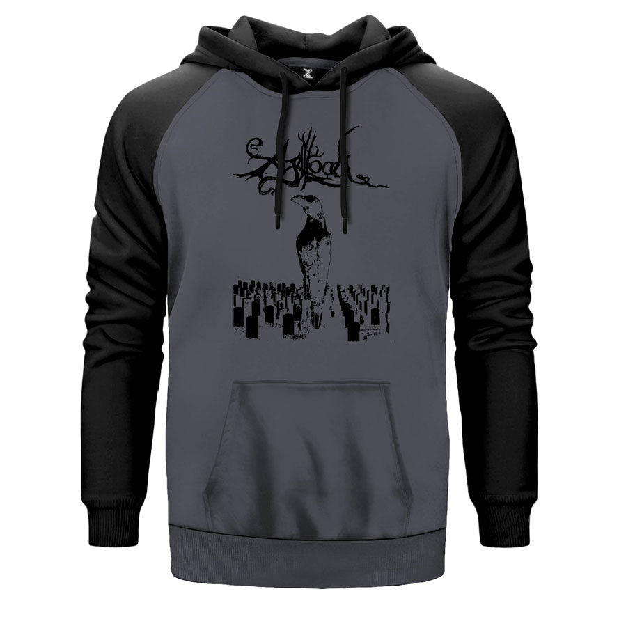 Agalloch Crown çift renk reglan kol kapşonlu sweatshirt - gri