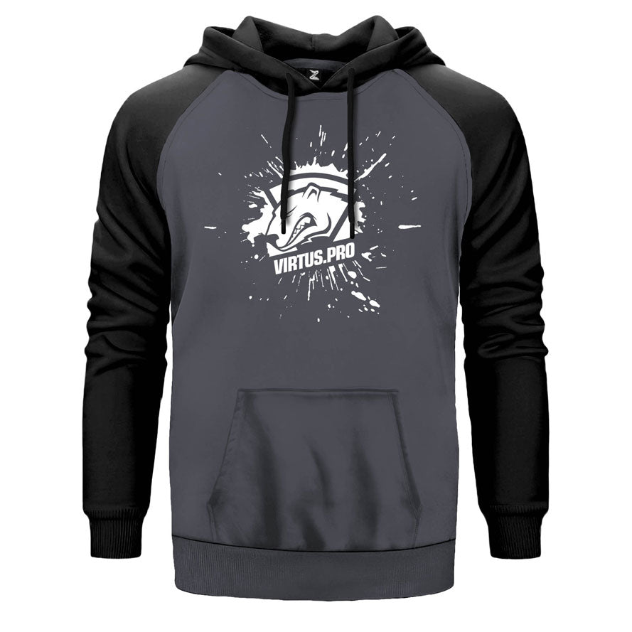 Virtus Pro Splash çift renk reglan kol kapşonlu sweatshirt - gri