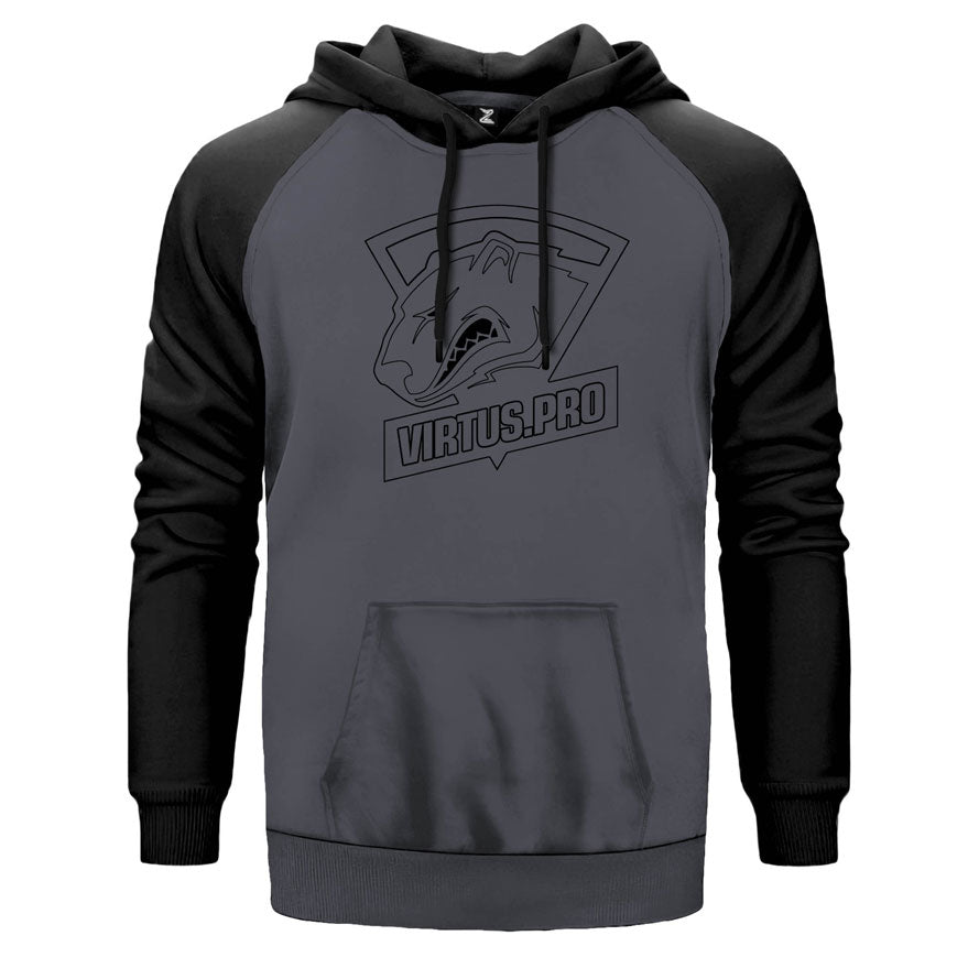 Virtus Pro Line çift renk reglan kol kapşonlu sweatshirt - gri