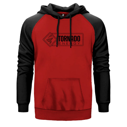 Tornado Energy Side çift renk reglan kol kapşonlu sweatshirt - kırmızı