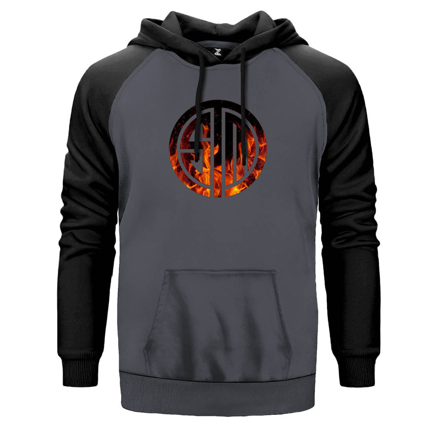 Team Solomid Fire çift renk reglan kol kapşonlu sweatshirt - gri