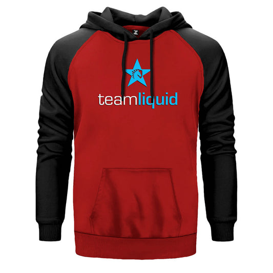Team Liquid Star çift renk reglan kol kapşonlu sweatshirt - kırmızı