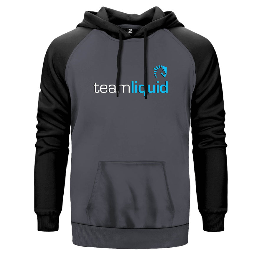 Team Liquid çift renk reglan kol kapşonlu sweatshirt - gri