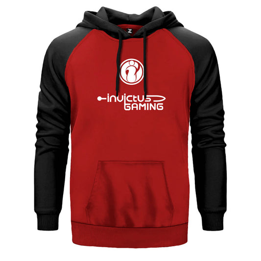 Invictus Gaming çift renk reglan kol kapşonlu sweatshirt - kırmızı
