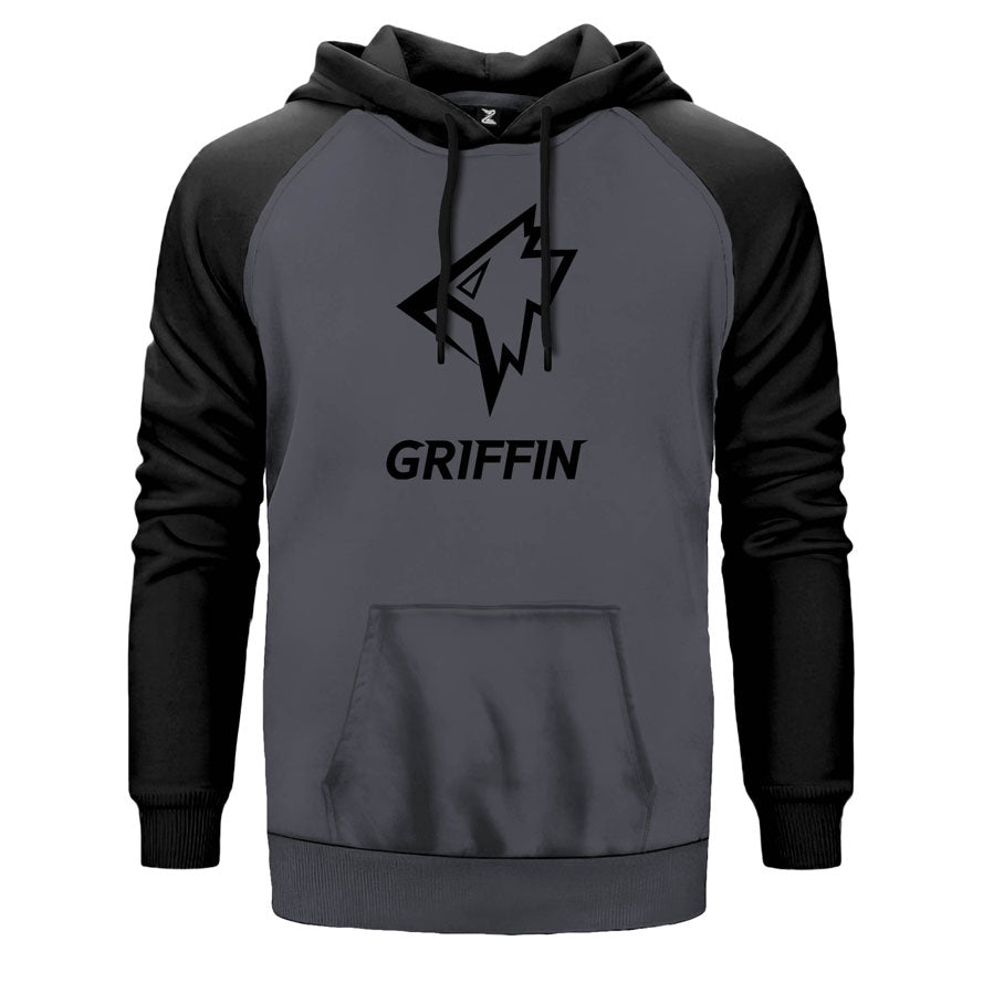 Renkliffins Esport çift renk reglan kol kapşonlu sweatshirt - gri