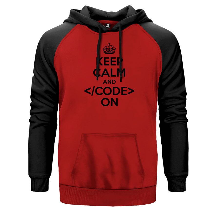 Keep Calm Code Çift Renk Reglan Kol Sweatshirt