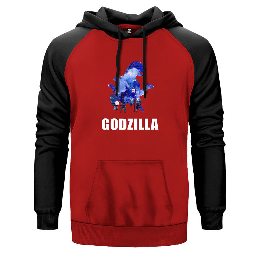 Godzilla in City Çift Renk Reglan Kol Sweatshirt