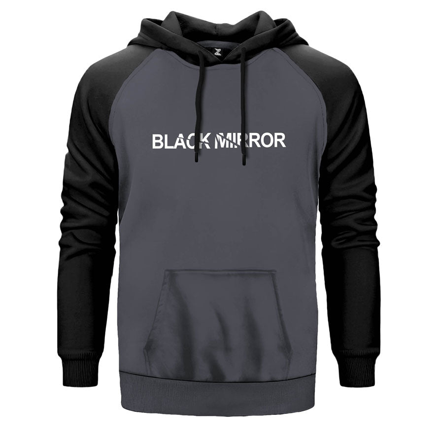 Black Mirror Logo Çift Renk Reglan Kol Sweatshirt