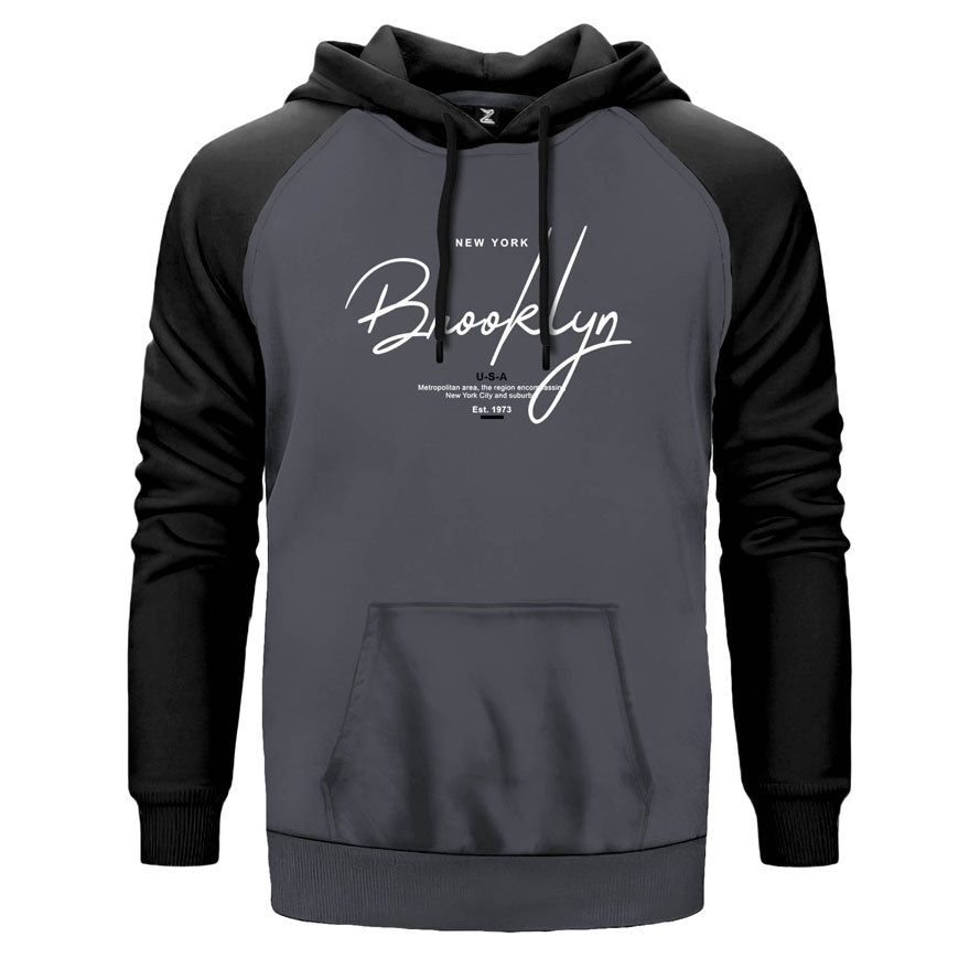 NewYork Brooklyn U.S.A Çift Renk Reglan Kol Sweatshirt