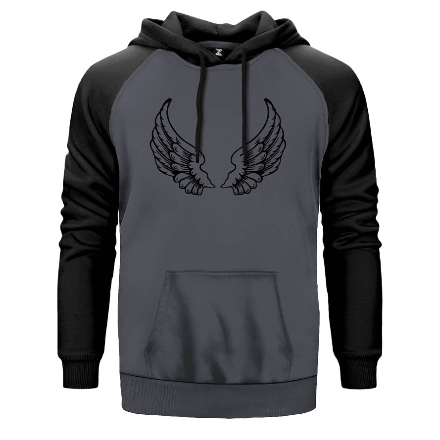 Motocycle Wings Çift Renk Reglan Kol Sweatshirt