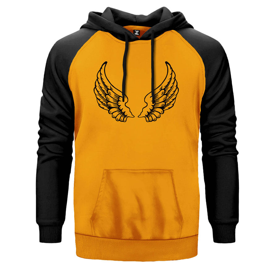 Motocycle Wings Çift Renk Reglan Kol Sweatshirt