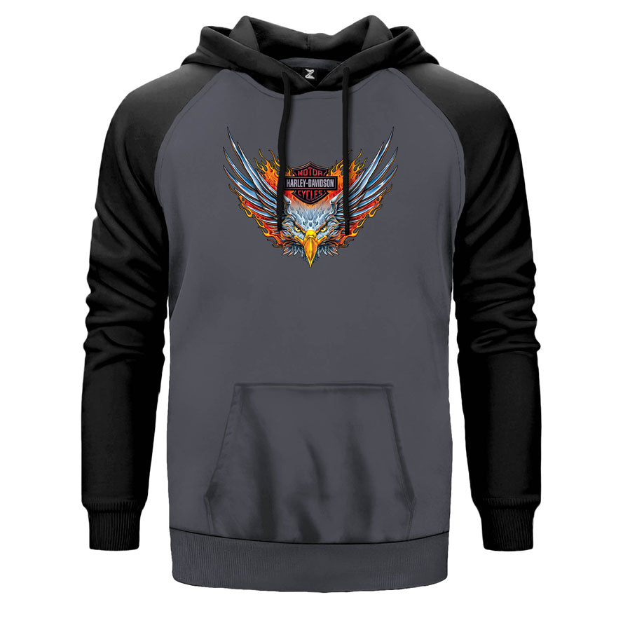 Harley Davidson Eagle Çift Renk Reglan Kol Sweatshirt