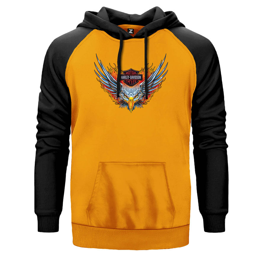 Harley Davidson Eagle Çift Renk Reglan Kol Sweatshirt