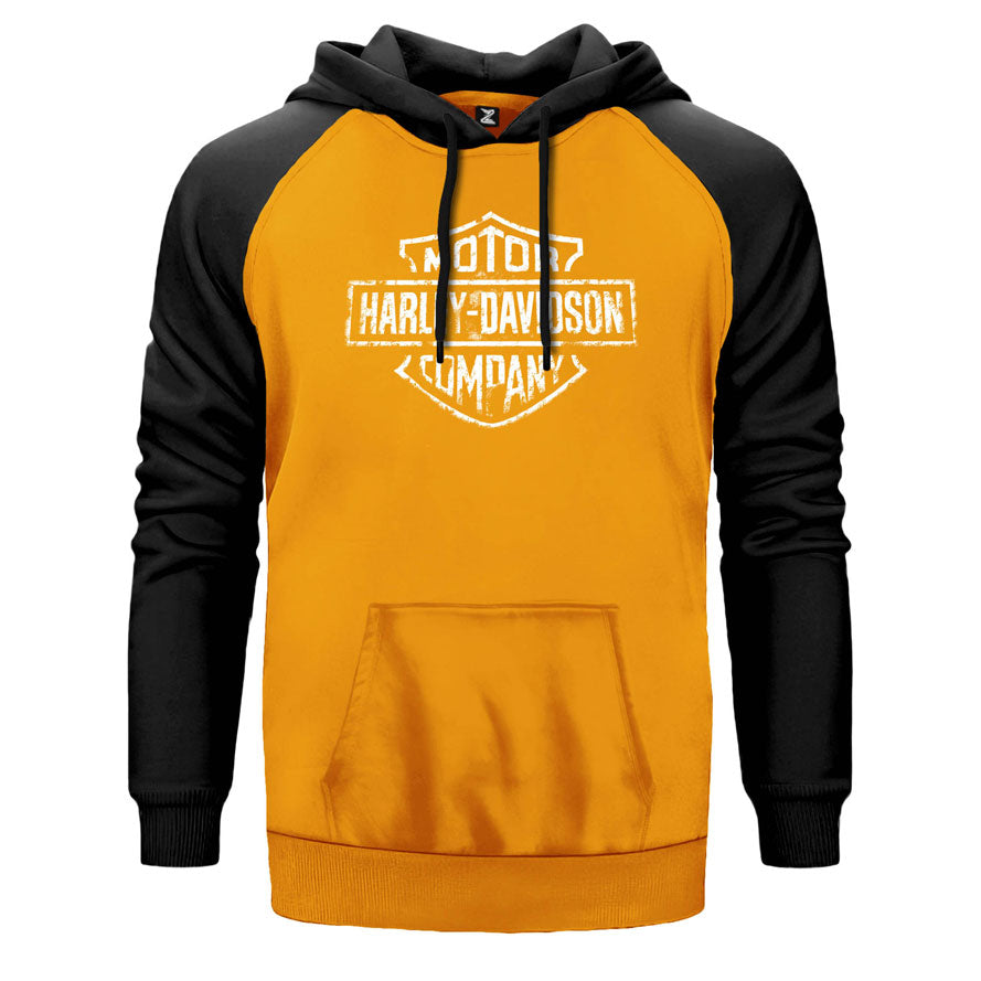 Harley Davidson Damaged Logo Çift Renk Reglan Kol Sweatshirt