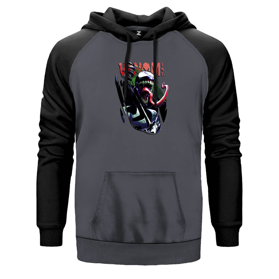 Venom Shred çift renk reglan kol kapşonlu sweatshirt - gri