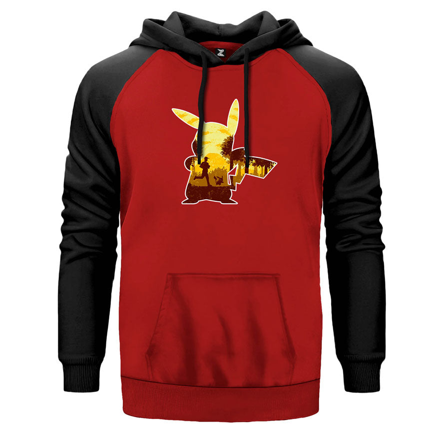 Pikachu Mask Çift Renk Reglan Kol Sweatshirt