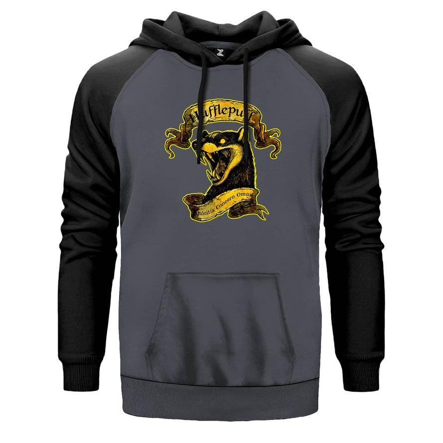 Harrry Potter Hufflepuff Çift Renk Reglan Kol Sweatshirt