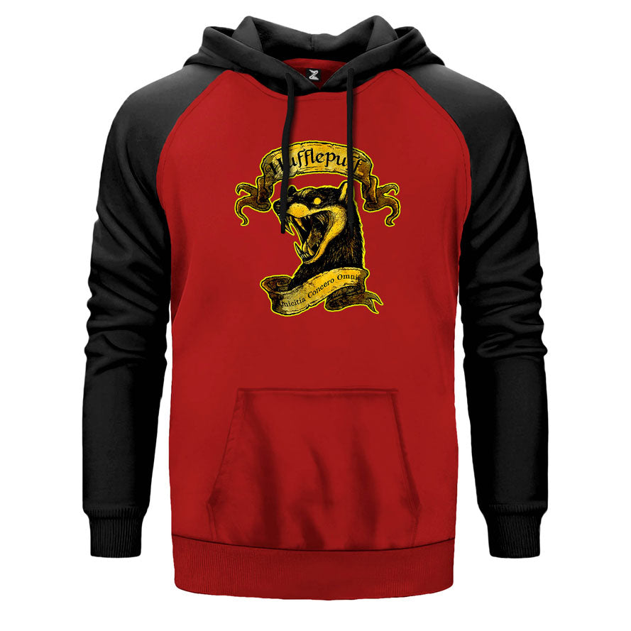 Harrry Potter Hufflepuff Çift Renk Reglan Kol Sweatshirt