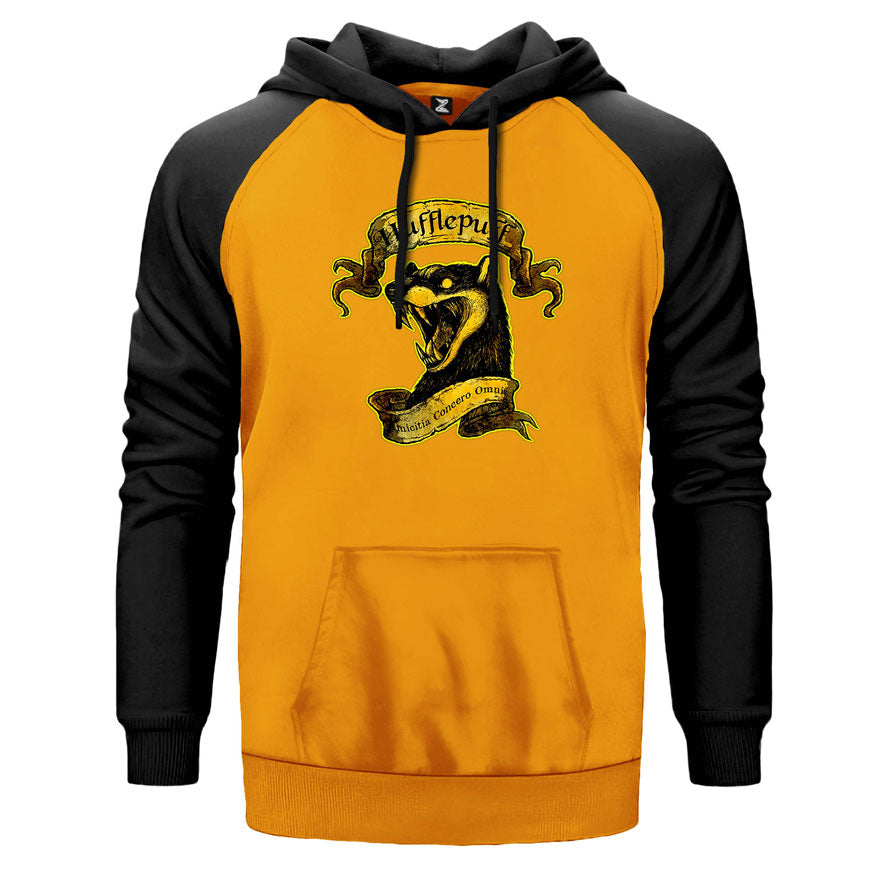 Harrry Potter Hufflepuff Çift Renk Reglan Kol Sweatshirt