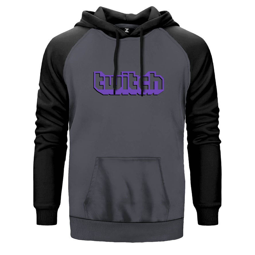 Twitch Logo2 Çift Renk Reglan Kol Sweatshirt