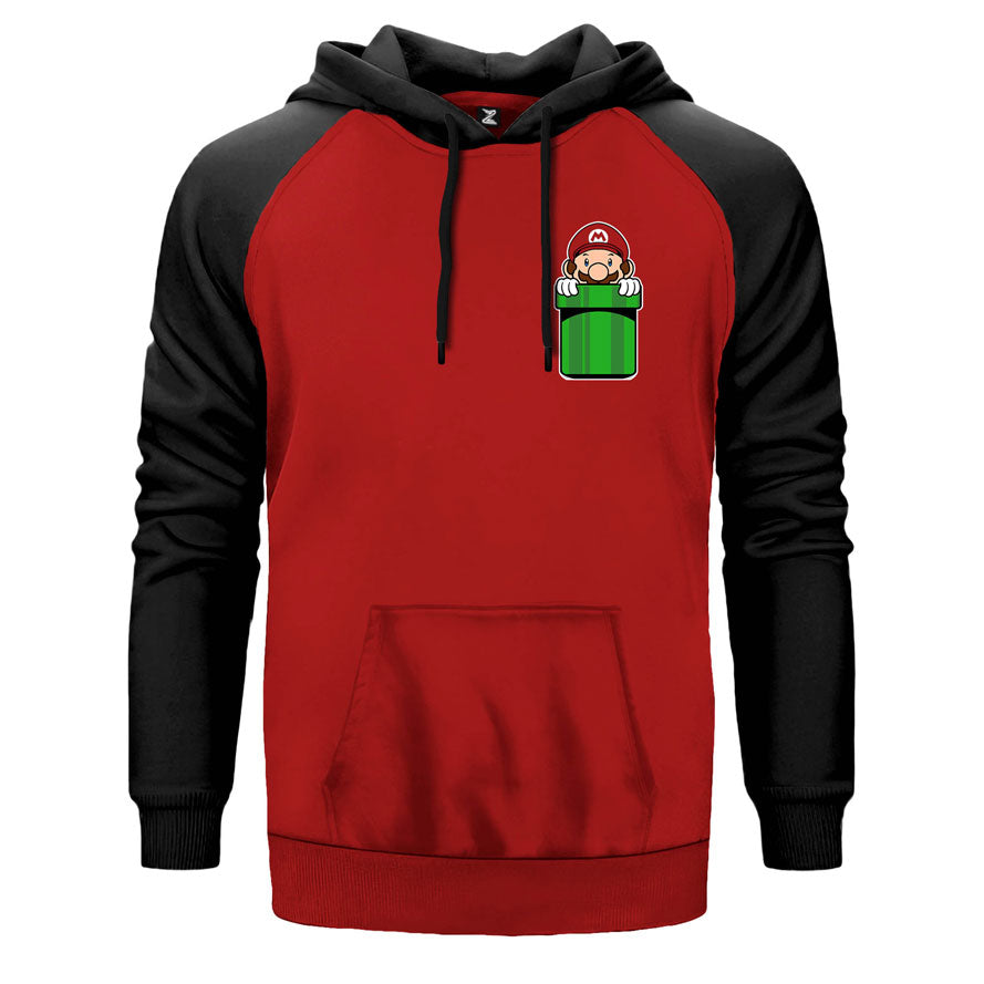 Super Mario Pocket Çift Renk Reglan Kol Sweatshirt