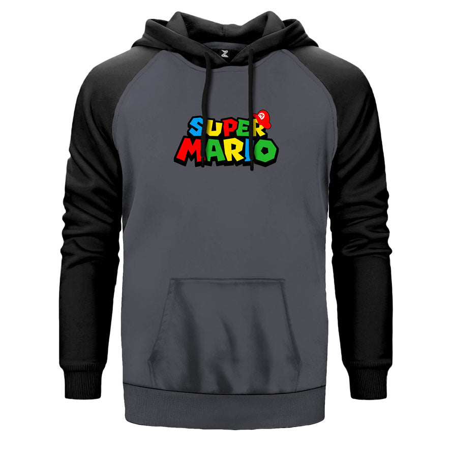 Super Mario Logo Çift Renk Reglan Kol Sweatshirt