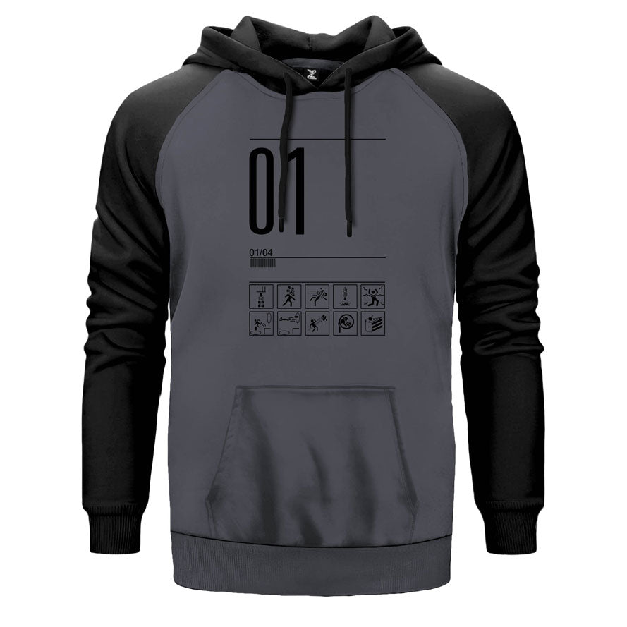 Portal Aperture Level 1 Çift Renk Reglan Kol Sweatshirt
