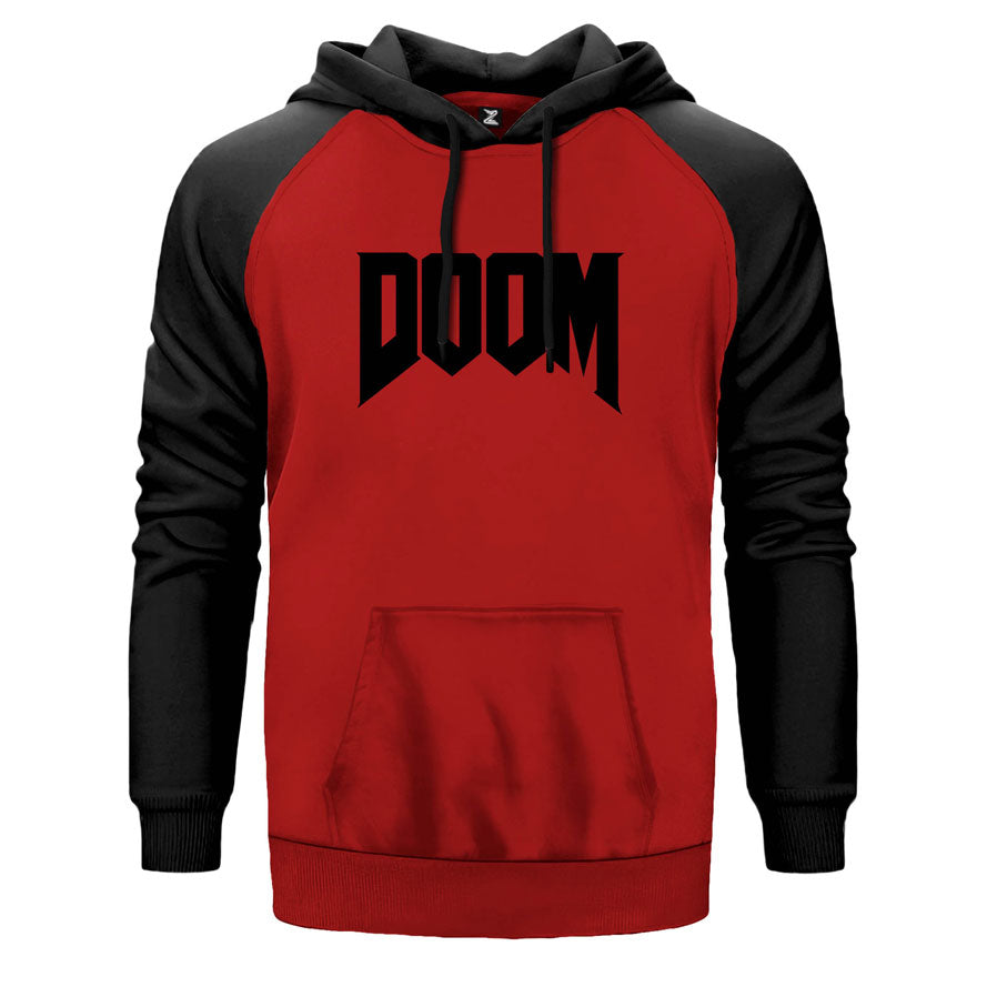 Doom Logo Çift Renk Reglan Kol Sweatshirt