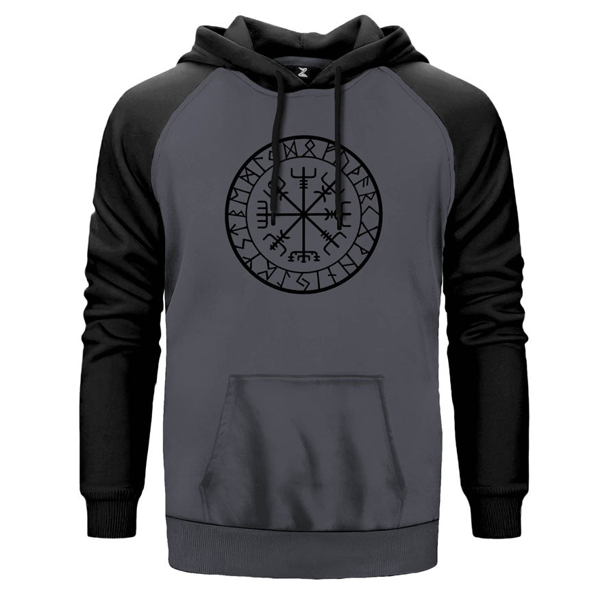 Vikings Vegvisir Çift Renk Reglan Kol Sweatshirt