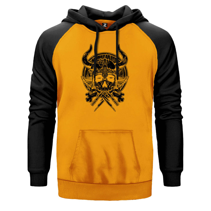 Vikings Rollo Thor Skull Çift Renk Reglan Kol Sweatshirt