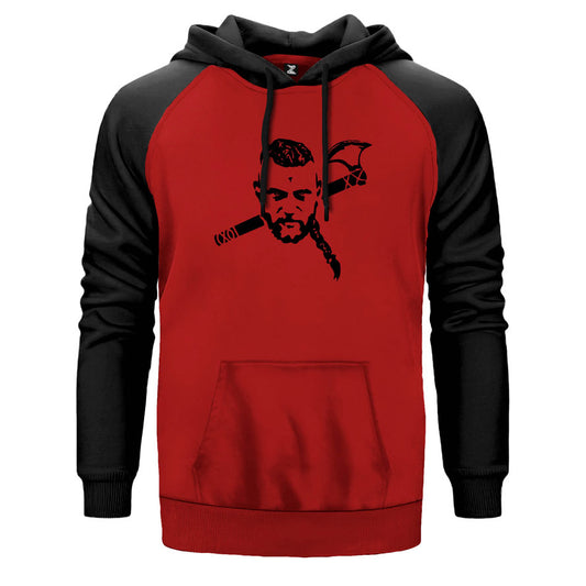 Vikings Ragnar Stencil Çift Renk Reglan Kol Sweatshirt