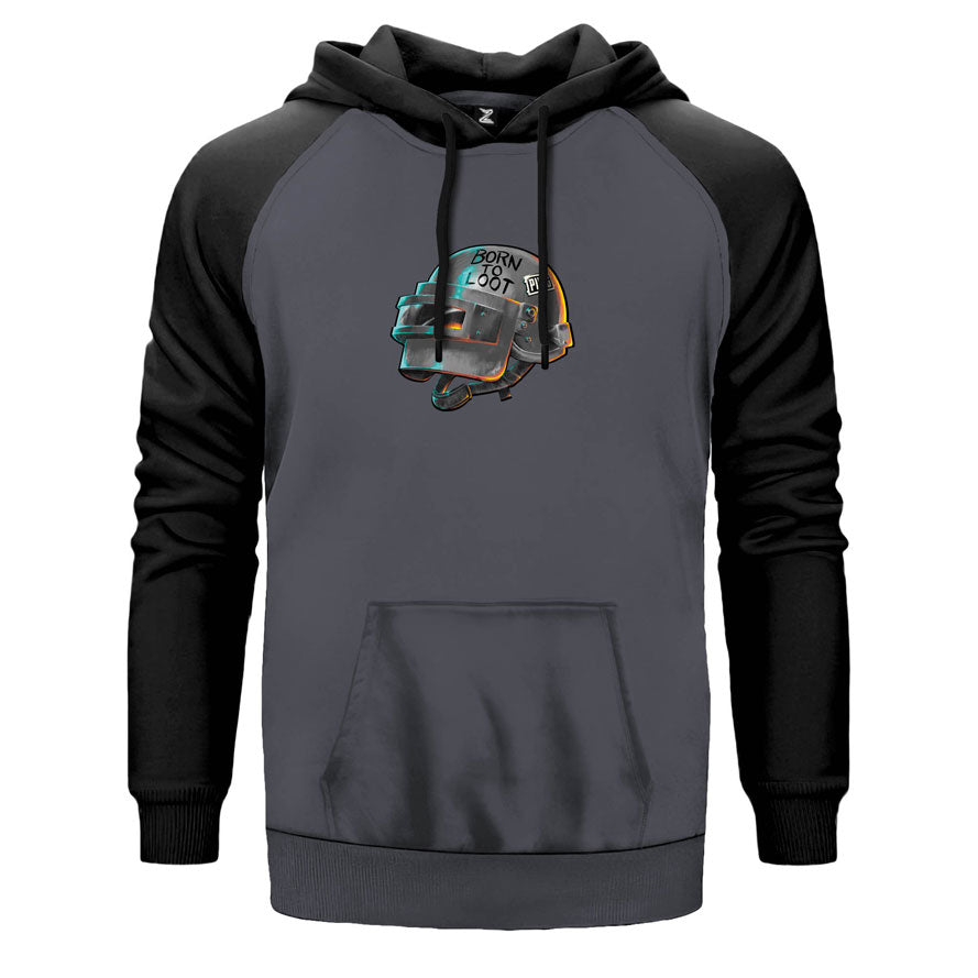 PUBG Level 3 Helmet Born to Loot Çift Renk Reglan Kol Sweatshirt